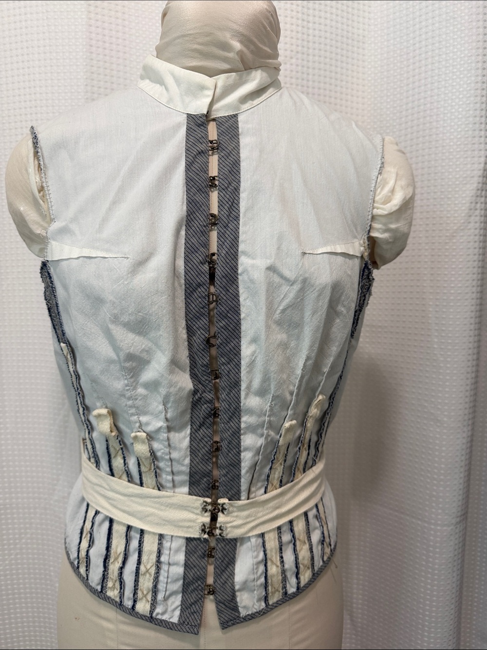 Rare Free People Reversible White and Navy Striped Women's Corset-Style Top/Vest